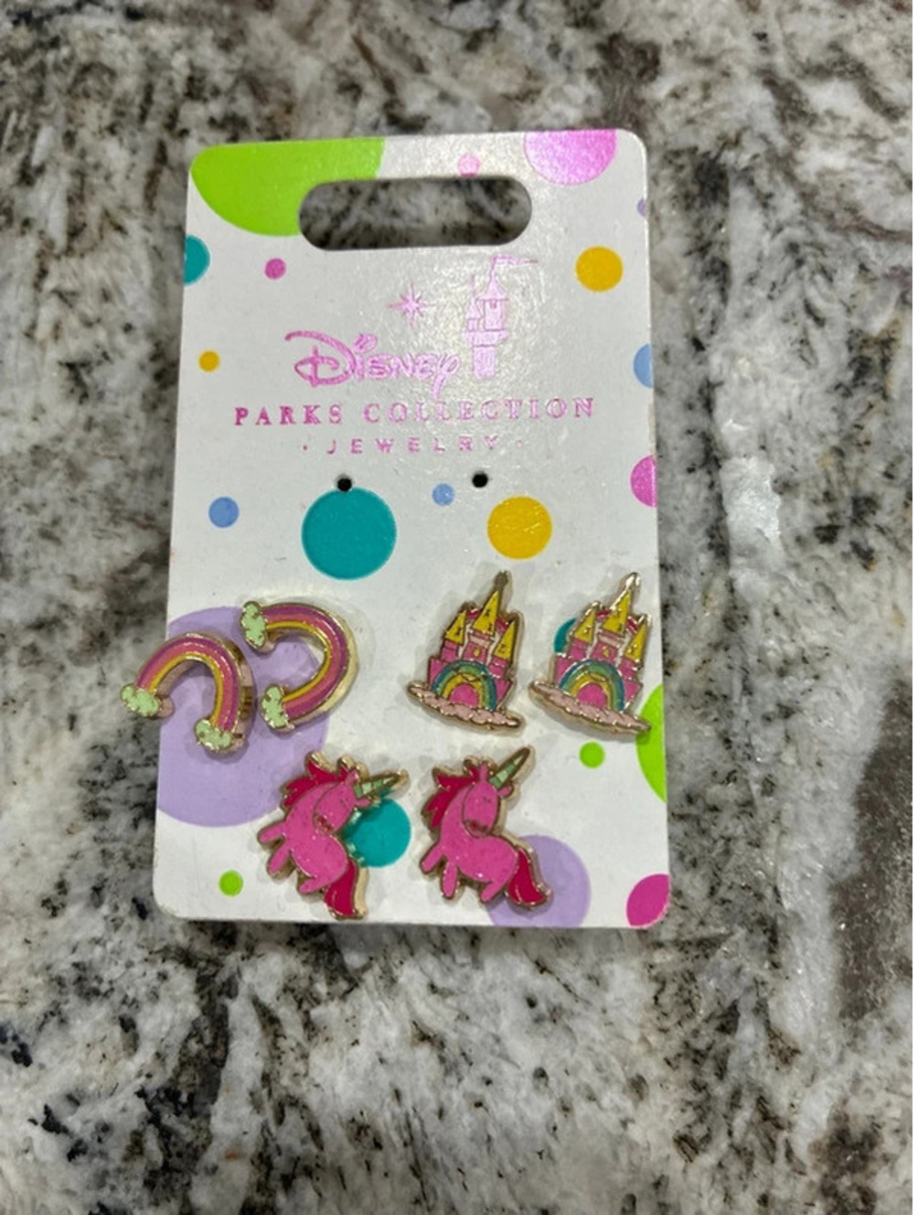 Disney Parks Collection Jewelry Set of 3 Pairs of Stud Earrings - Unicorn, Rainb